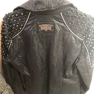 Affliction leather-like jacket studded